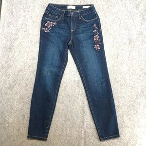 JS by Jessica Simpson Jeans Womens Ankle Skinny Blue Embroidered Floral